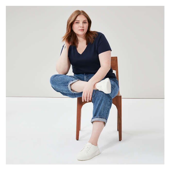 Women+ Organic Cotton V-Neck T-Shirt - Jf Midnight Blue